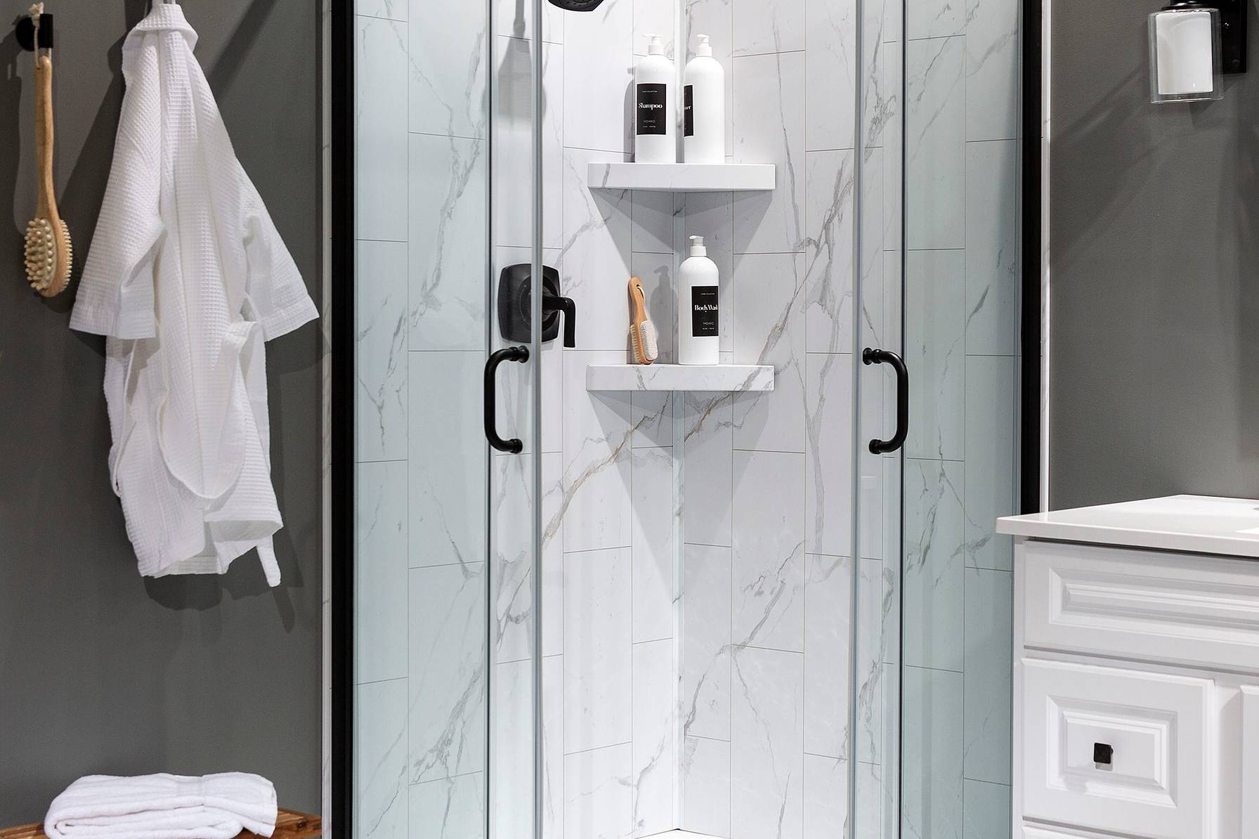 Carrara Marble Shower Wall Kit 36x36x78 | Digital Tile Catalog | Carminart