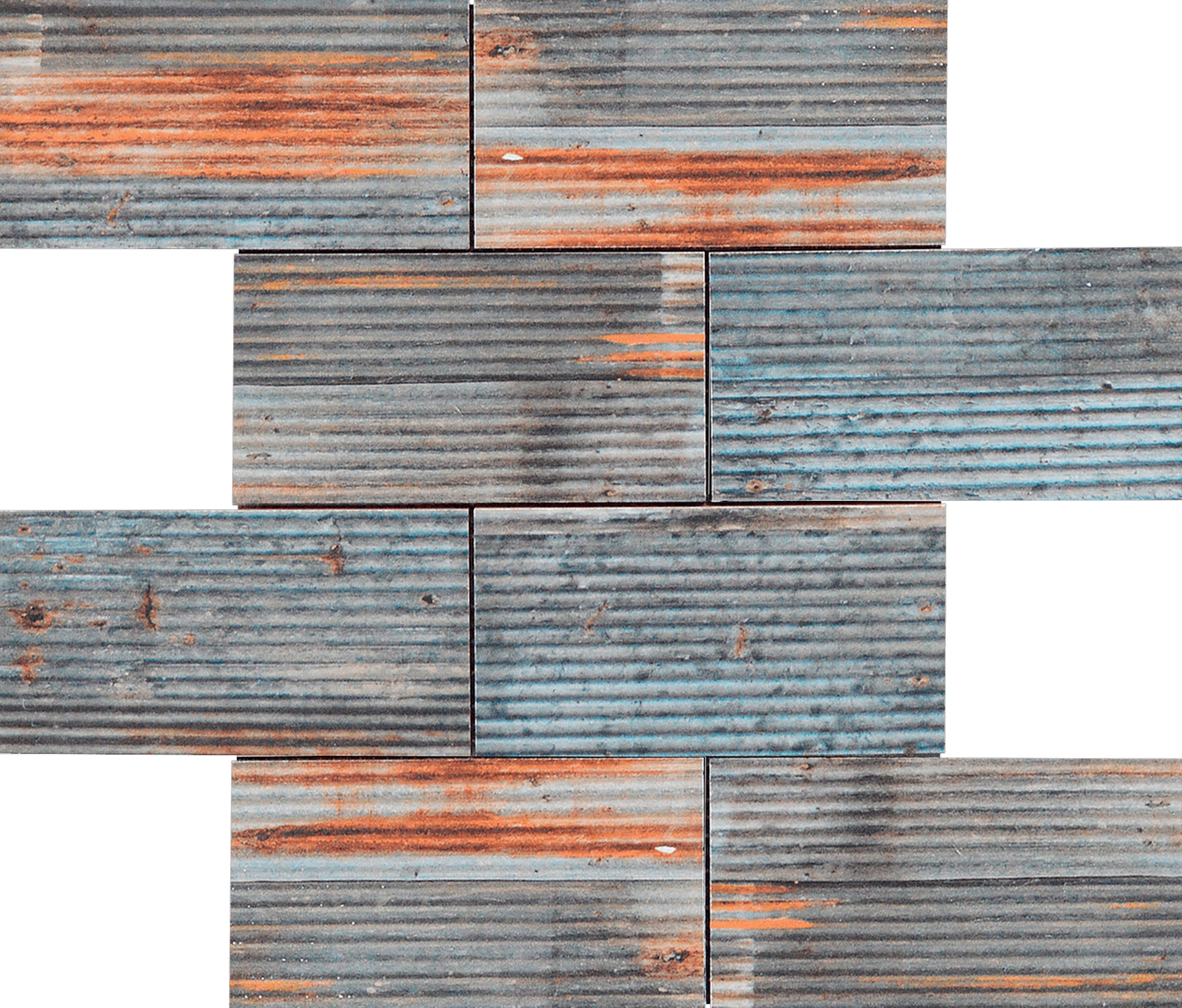 2.8"x6" Rust Industrial Linear Relief Pattern Glazed Ceramic Mosaic | Digital Tile Catalog | Carminart