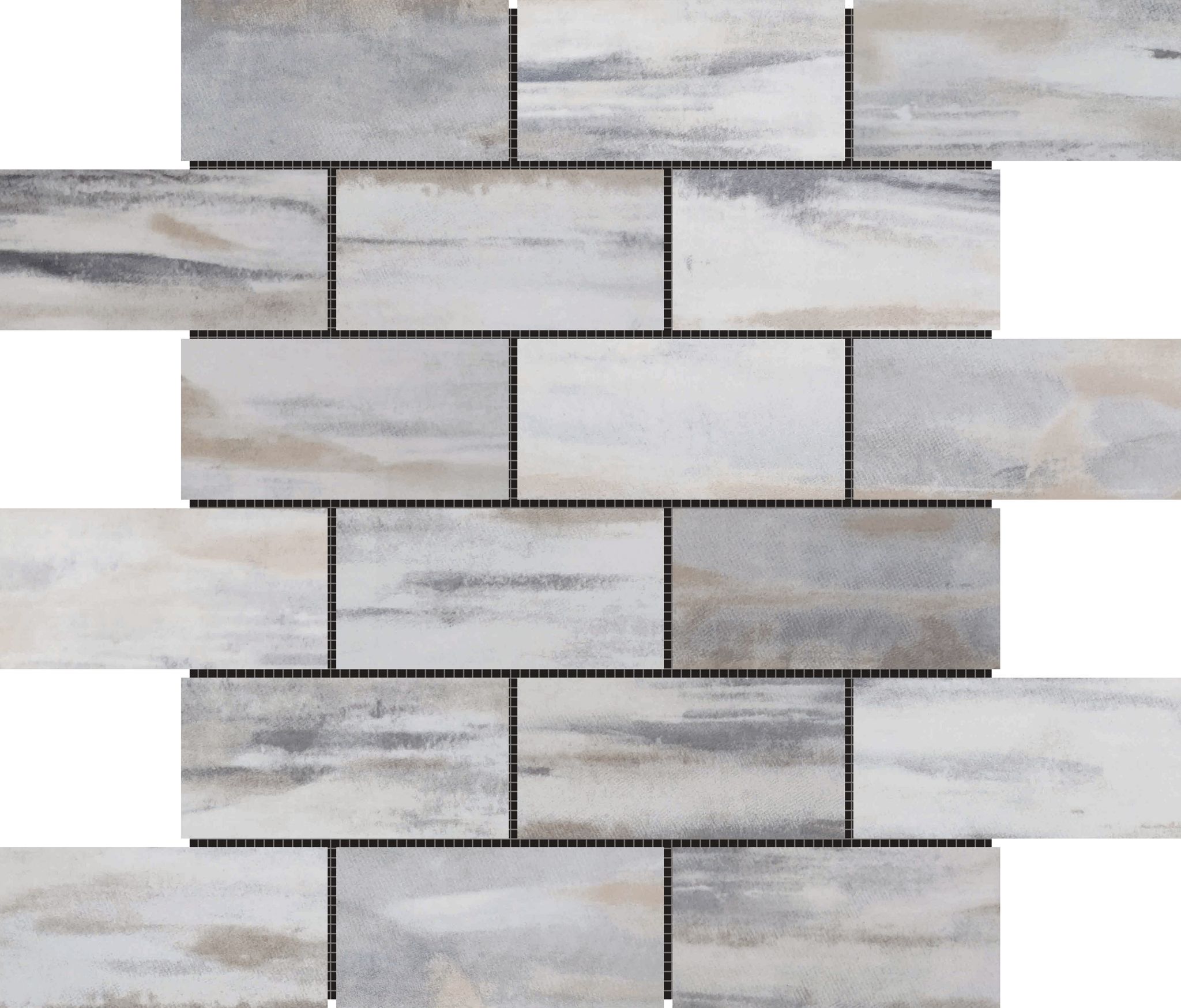 2"x4" Glazed Ceramic Grey Beige Mix Rough Surface Mosaic | Digital Tile Catalog | Carminart