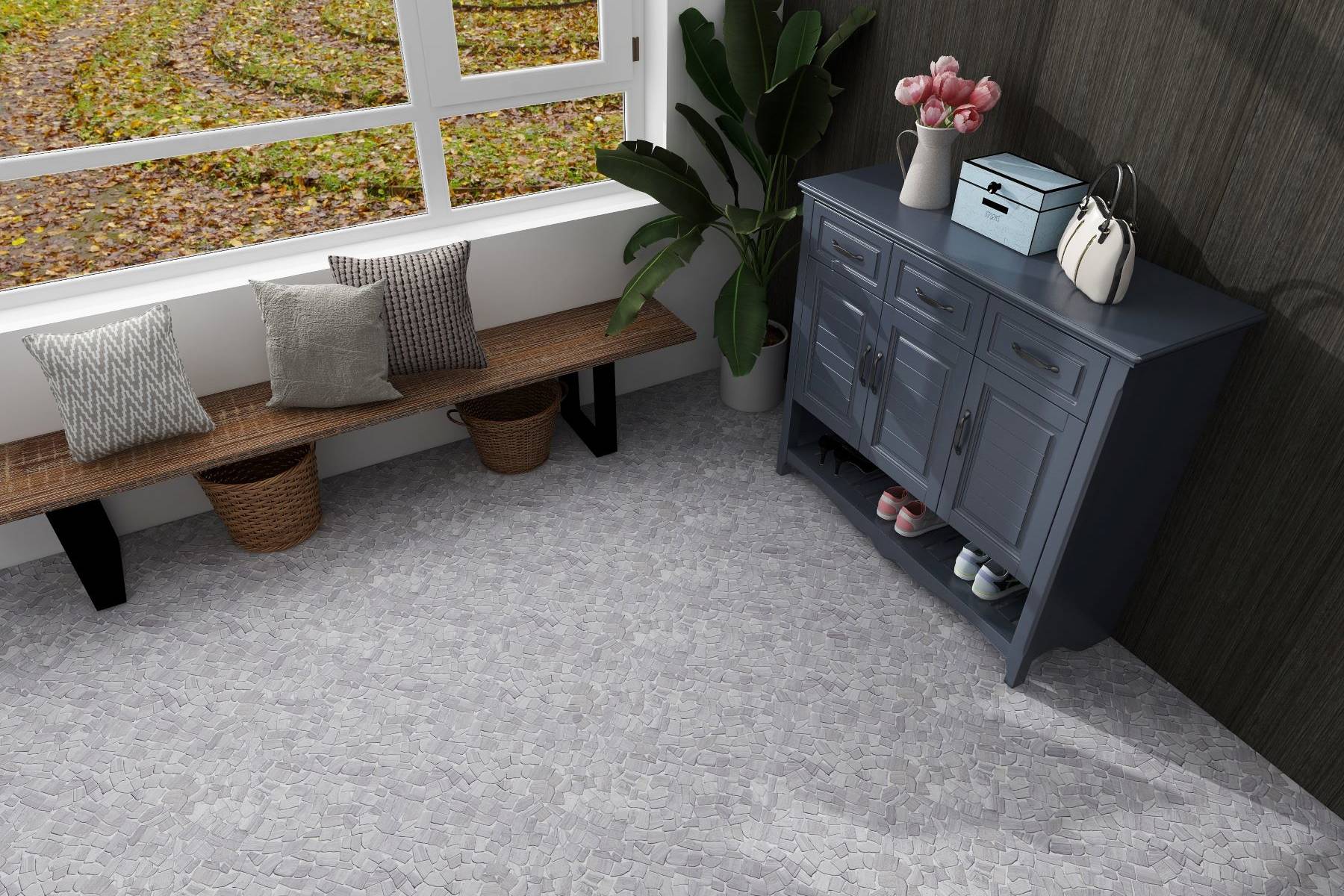 Beige Limestone Matte Mini Opus Interlocking  | Digital Tile Catalog | Carminart