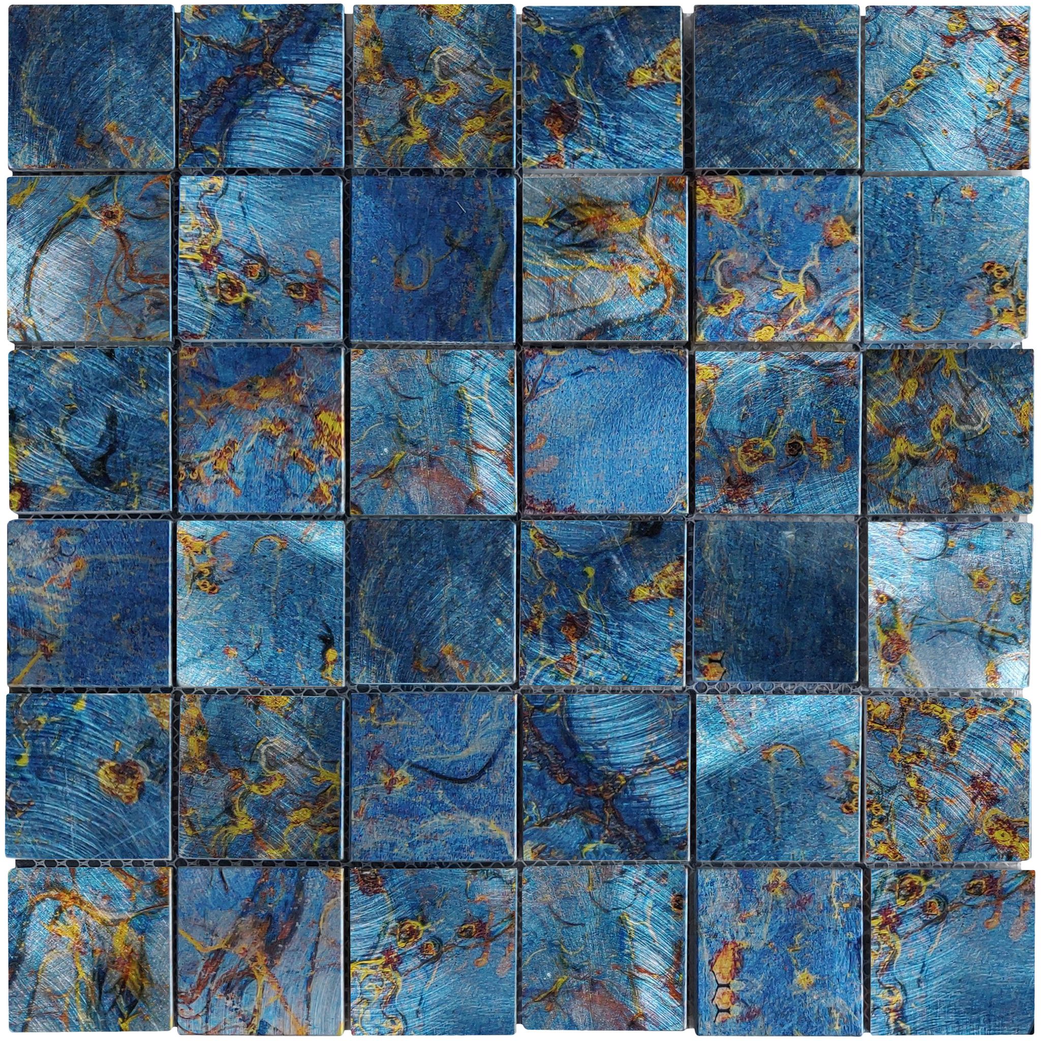 Blue Aluminum 2"x2" Mix Mosaic | Digital Tile Catalog | Carminart