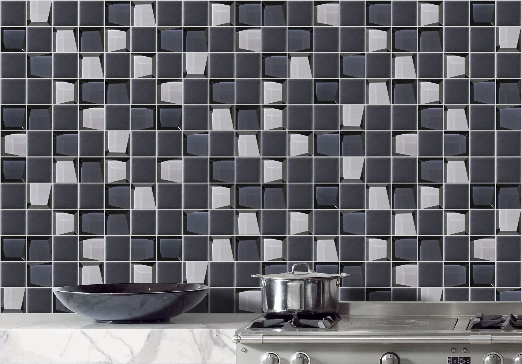 Glass 2"x2" Grey Mix Mosaic | Digital Tile Catalog | Carminart