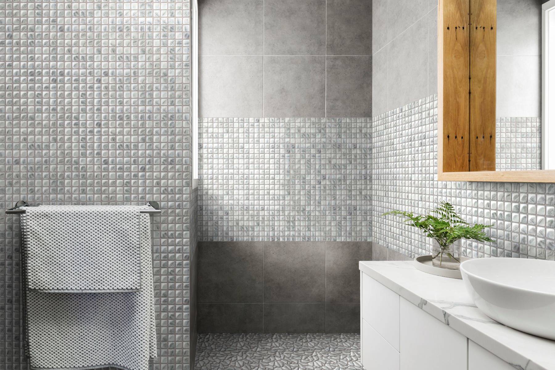 Glass Pebble Light Grey  + Glass Square Light Grey | Digital Tile Catalog | Carminart