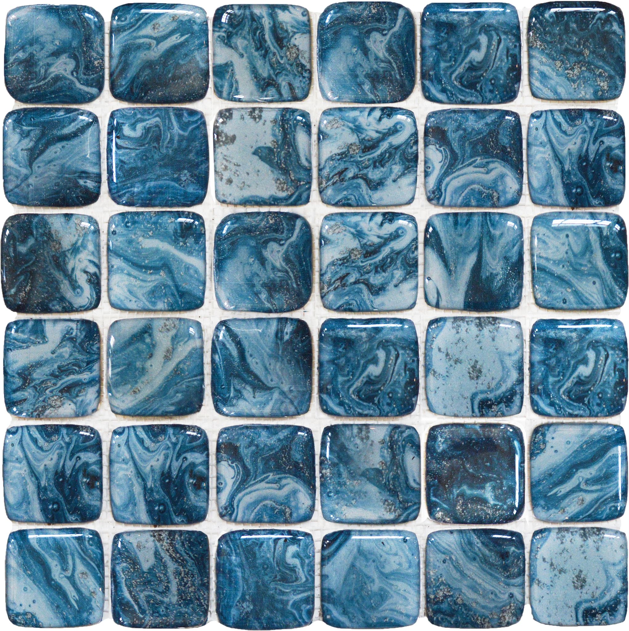 Glass Square Blue Marble Pattern Mix Mosaic | Digital Tile Catalog | Carminart