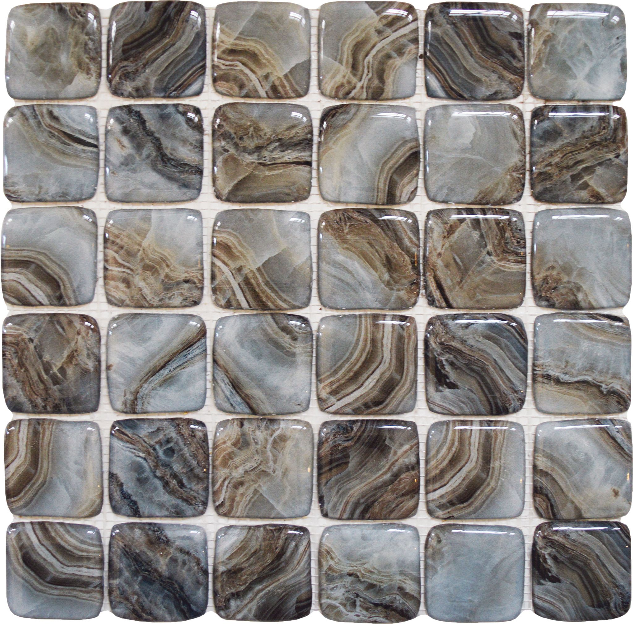 Glass Square Grey Beige Mix Marble Pattern Mix Mosaic | Digital Tile Catalog | Carminart