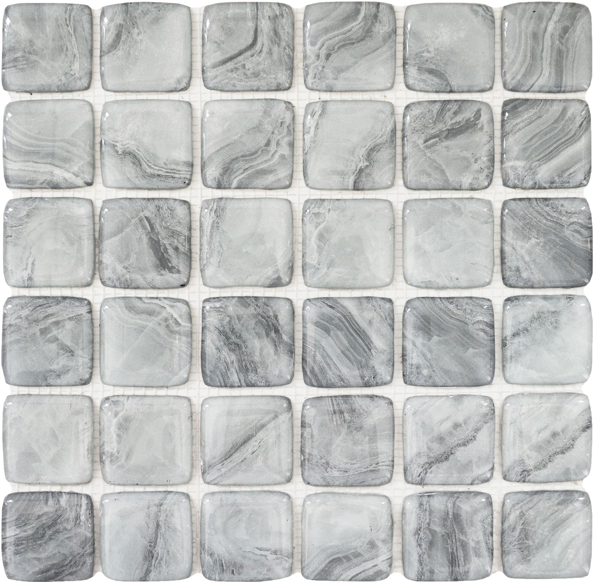 Glass Square Light Grey Marble Pattern Mix Mosaic | Digital Tile Catalog | Carminart