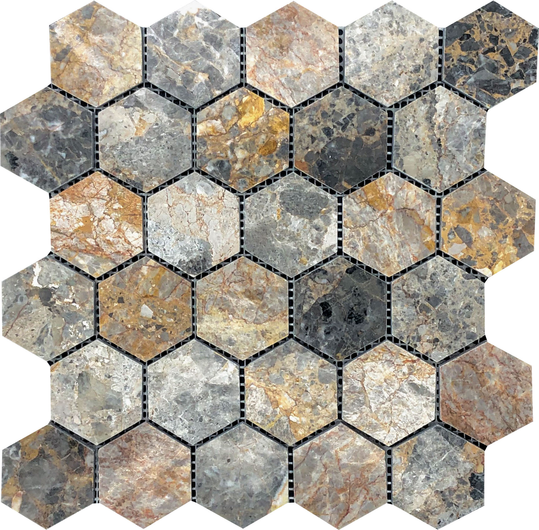 Hexagon Royal Vein Mosaic | Digital Tile Catalog | Carminart