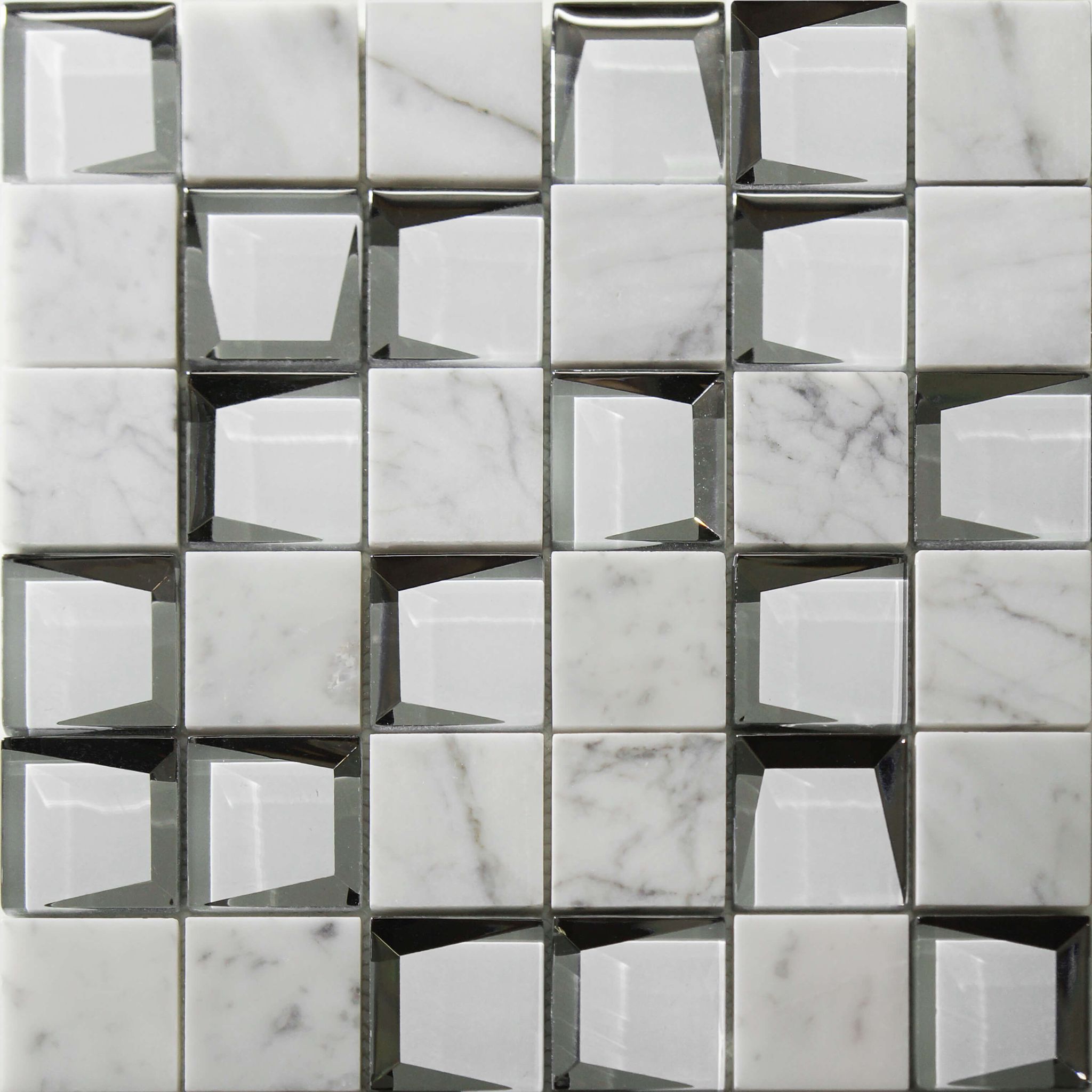 Marble & Glass 2"x2" White Mix Mosaic | Digital Tile Catalog | Carminart