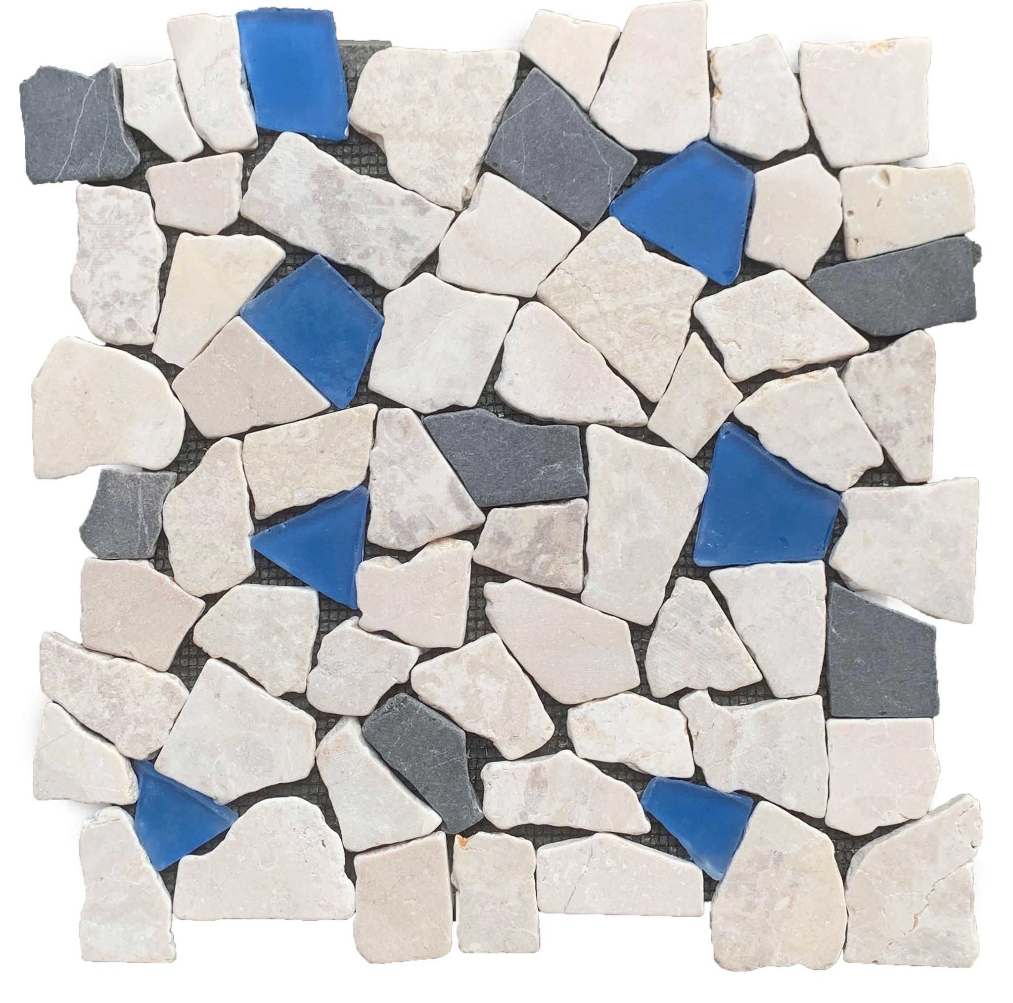 Mini Opus Beige Grey Marble Mix & Blue Glass | Digital Tile Catalog | Carminart