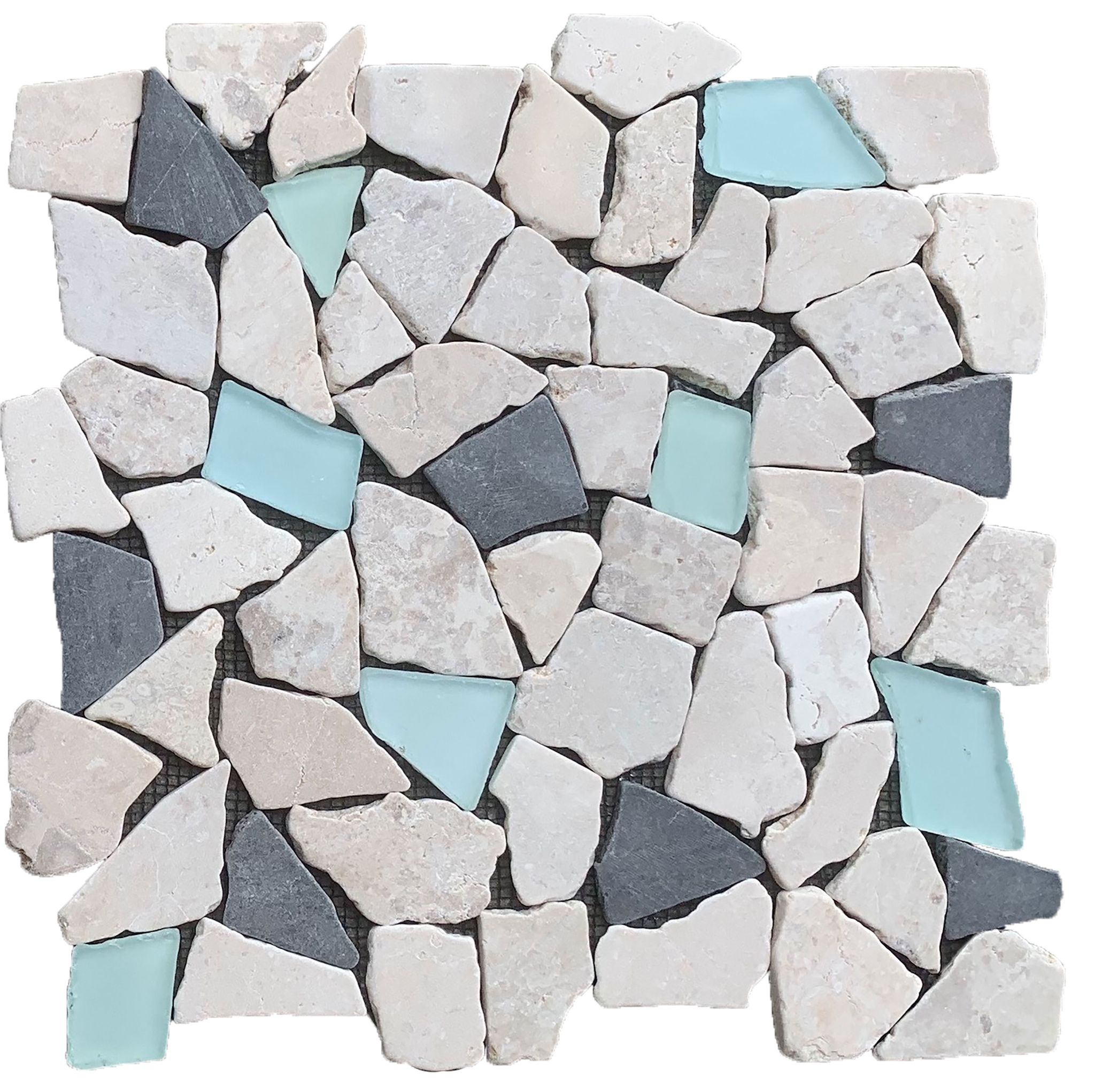 Mini Opus Beige Grey Marble Mix & Green Glass | Digital Tile Catalog | Carminart