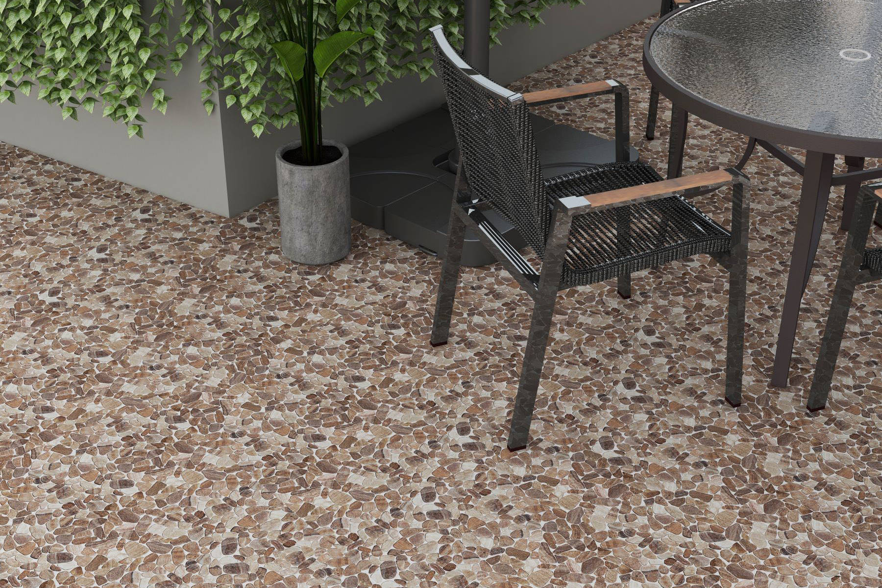 Mini Opus Matte Beige Brown Marble Stone Interlocking  | Digital Tile Catalog | Carminart