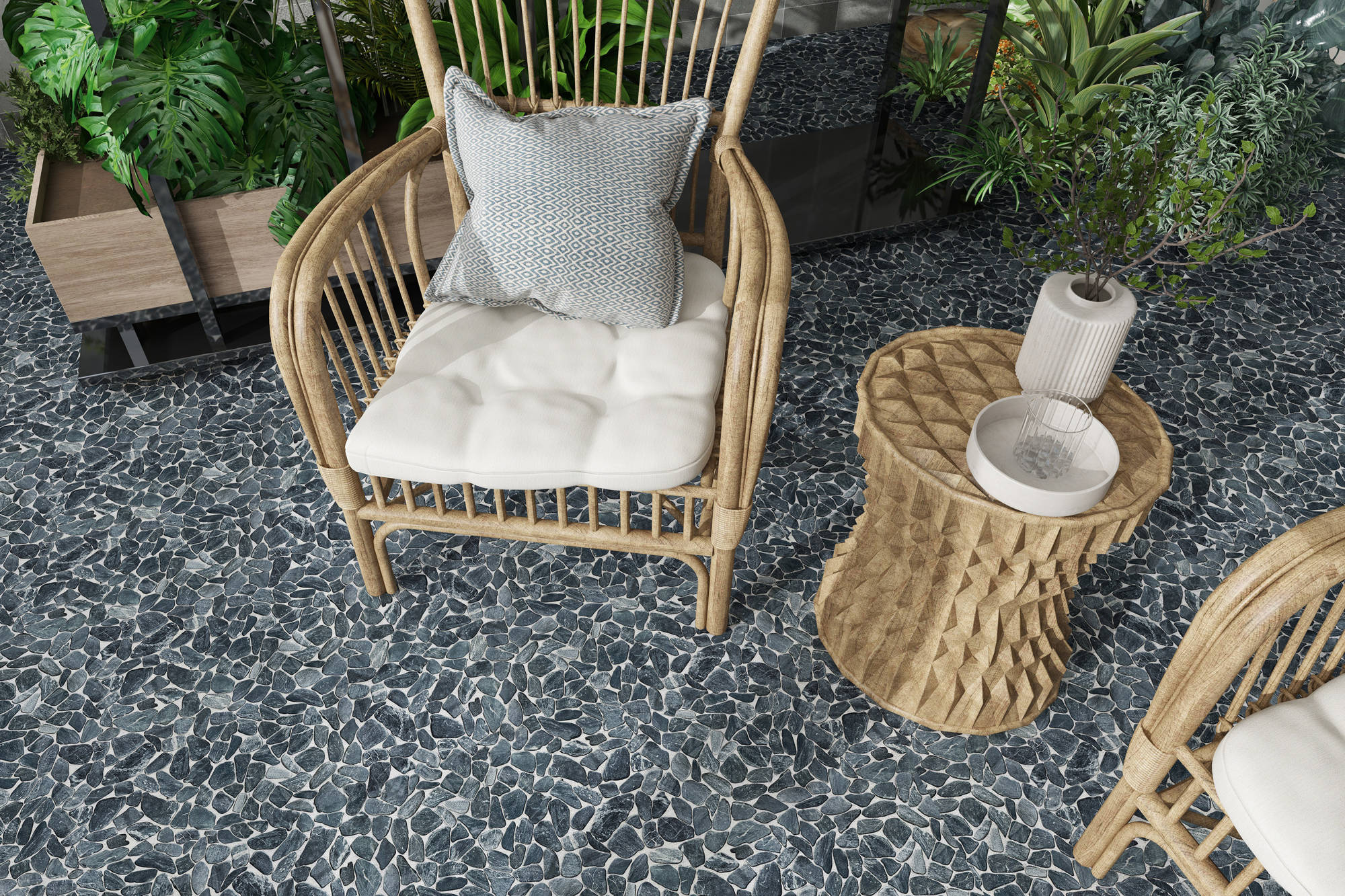 Mini Opus Matte Grey Mix Marble Stone Interlocking | Digital Tile Catalog | Carminart