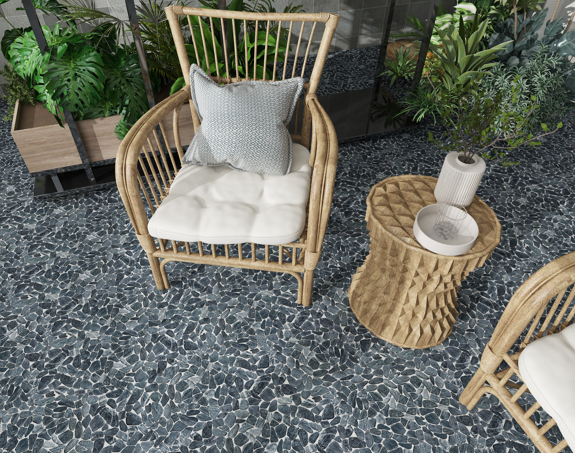 Mini Opus Matte Grey Mix Marble Stone Interlocking | Digital Tile Catalog | Carminart