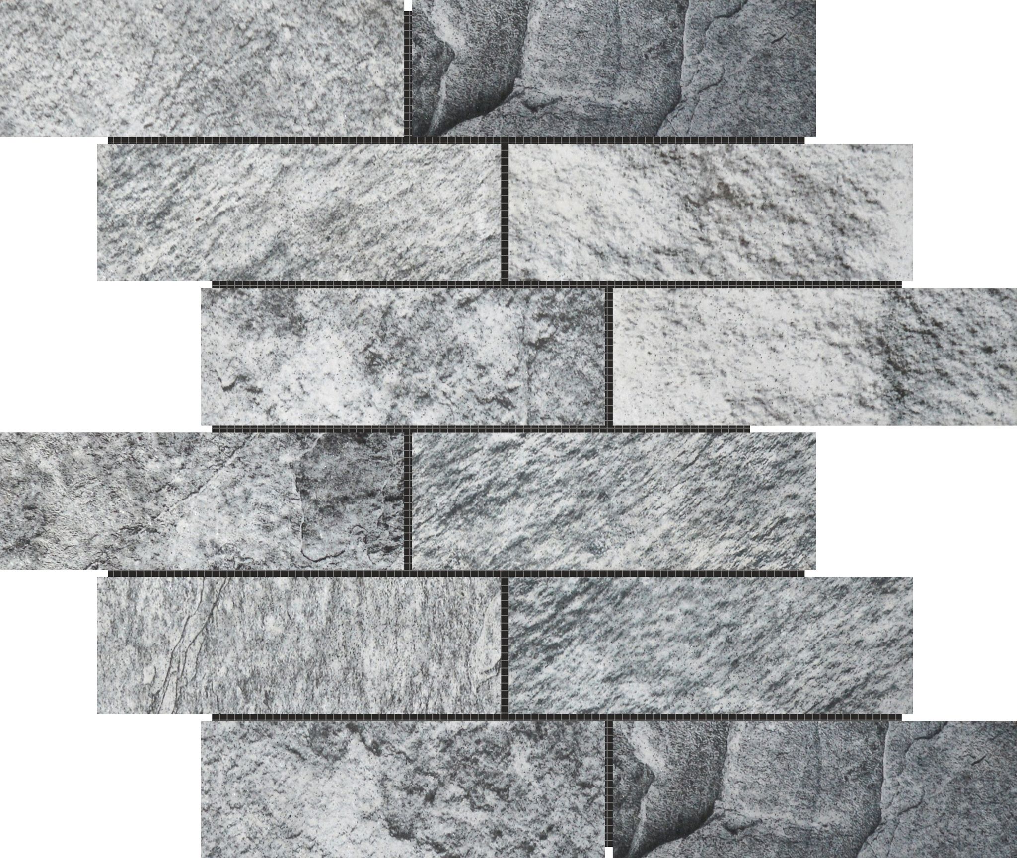 Slate Stone Grey Glazed Ceramic 2"x6" Brick Mosaic | Digital Tile Catalog | Carminart
