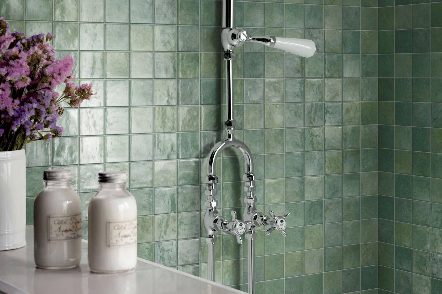 Zellige Glazed Ceramic Soft Green Mix 3 | Digital Tile Catalog | Carminart